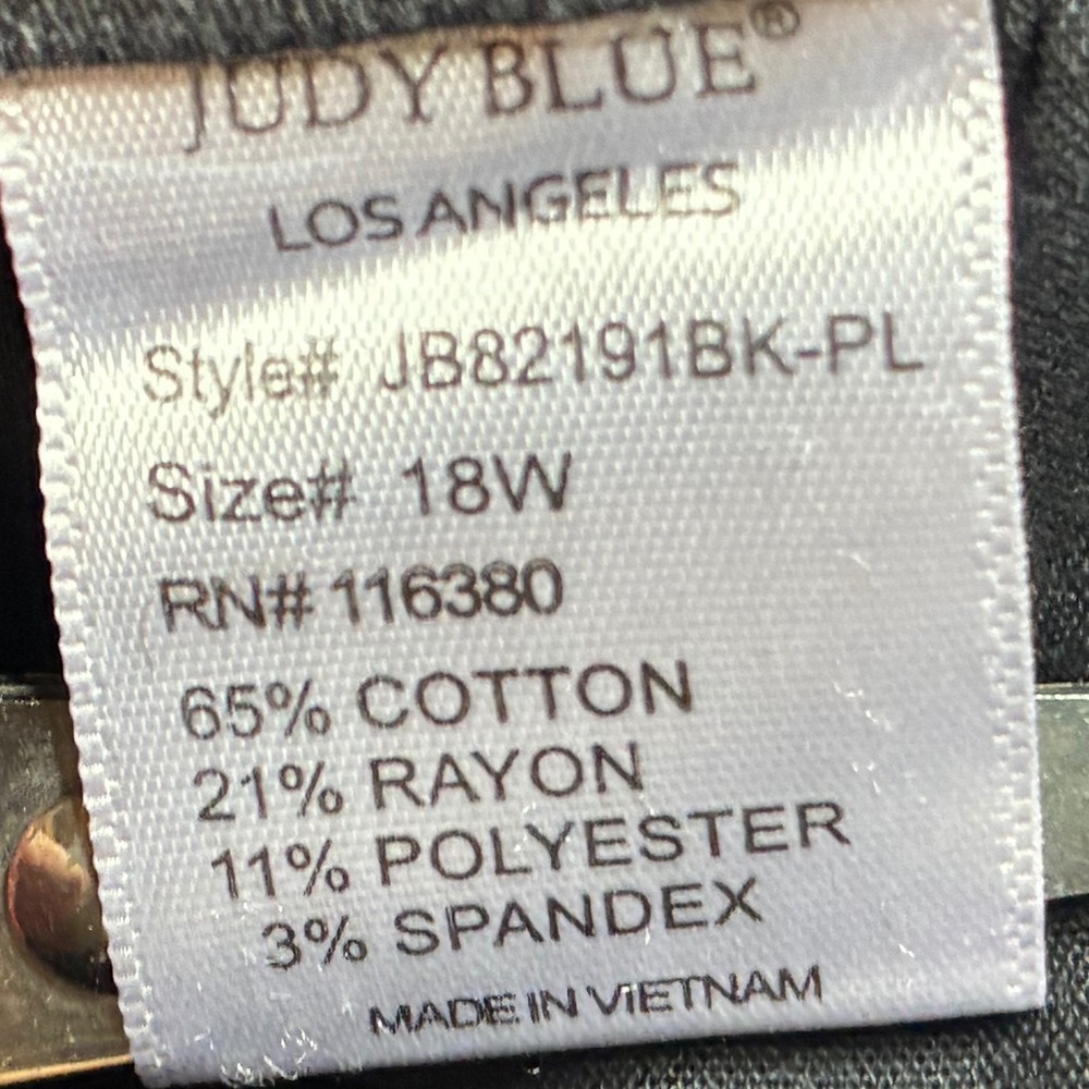 Judy Blue Womens 18W Black Jeans Distressed Plaid Patch Skinny‎ High Rise Denim - Picture 9 of 9